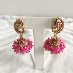 Peacock pink earrings
